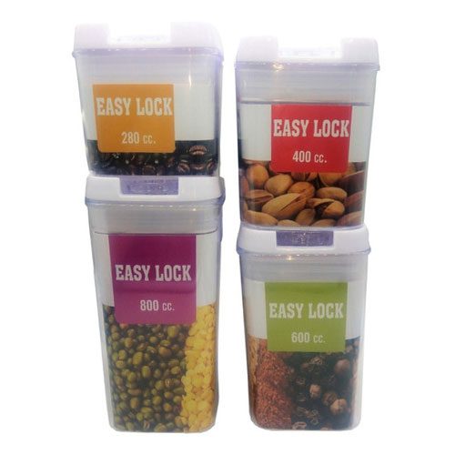 Jogo de Potes Acrílico Hermético Para Mantimentos Easy Lock 4 Peças